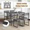 imageGiantex Dining Table Set for 4 47L x 28W Rectangular Kitchen Table w 4 Trapezoid Chairs Reinforced Metal Frame ampamp Storage Rack Industrial SpaceSaving Dinette Set for Kitchen Dining Room BrownGrey