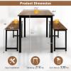 imageGiantex Dining Table Set for 4 Industrial Kitchen Table Set w 2 Benches SpaceSaving Dinette Set for Breakfast Nook Dining Room Kitchen Easy Assembly NaturalMix Brown