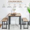 imageGiantex Dining Table Set for 4 Industrial Kitchen Table Set w 2 Benches SpaceSaving Dinette Set for Breakfast Nook Dining Room Kitchen Easy Assembly NaturalNatural