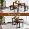 imageGiantex Dining Table Set for 4 Industrial Kitchen Table Set w 2 Benches SpaceSaving Dinette Set for Breakfast Nook Dining Room Kitchen Easy Assembly NaturalMix Brown