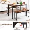 imageGiantex Dining Table Set for 4 Industrial Kitchen Table Set w 2 Benches SpaceSaving Dinette Set for Breakfast Nook Dining Room Kitchen Easy Assembly NaturalMix Brown
