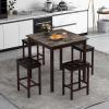 imageGiantex Dining Table Set for 4 Kitchen Table Chairs Set of 4 Counter Height Dining Table Set with 4 Bar Stools SpaceSaving Dinette Table Set for Small Place Breakfast Nook Table Set BrownBrown
