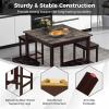 imageGiantex Dining Table Set for 4 Kitchen Table Chairs Set of 4 Counter Height Dining Table Set with 4 Bar Stools SpaceSaving Dinette Table Set for Small Place Breakfast Nook Table Set BrownBrown