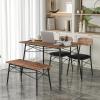 imageGiantex Dining Table Set for 4 MidCentury Kitchen Furniture Set wKitchen Table Bench ampamp 2 Upholstered PVC Leather Chairs 4Piece SpaceSaving Dinette Set for Small Place Breakfast Nook
