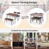 imageGiantex Dining Table Set for 4 MidCentury Kitchen Furniture Set wKitchen Table Bench ampamp 2 Upholstered PVC Leather Chairs 4Piece SpaceSaving Dinette Set for Small Place Breakfast Nook