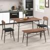 imageGiantex Dining Table Set for 4 MidCentury Kitchen Furniture Set wKitchen Table Bench ampamp 2 Upholstered PVC Leather Chairs 4Piece SpaceSaving Dinette Set for Small Place Breakfast Nook