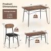 imageGiantex Dining Table Set for 4 MidCentury Kitchen Furniture Set wKitchen Table Bench ampamp 2 Upholstered PVC Leather Chairs 4Piece SpaceSaving Dinette Set for Small Place Breakfast Nook