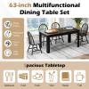 imageGiantex Dining Table Set for 4 Rectangular Wooden Dining Table ampamp 4 Windsor Dining Chairs 5 Pieces Modern SpaceSaving Dinette Set for Dining Room Kitchen Living Room Restaurant Black