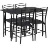 imageGiantex Dining Table Set with 4 Chairs 5Piece Wood Kitchen Table for 4 Person Rectangular Table with Metal Frame Black