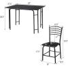 imageGiantex Dining Table Set with 4 Chairs 5Piece Wood Kitchen Table for 4 Person Rectangular Table with Metal Frame Black