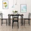imageGiantex Dining Table Set with 4 Chairs 5Piece Wood Kitchen Table for 4 Person Rectangular Table with Metal Frame Black