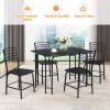 imageGiantex Dining Table Set with 4 Chairs 5Piece Wood Kitchen Table for 4 Person Rectangular Table with Metal Frame Black