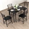imageGiantex Dining Table Set with 4 Chairs 5Piece Wood Kitchen Table for 4 Person Rectangular Table with Metal Frame Black