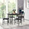 imageGiantex Dining Table Set with 4 Chairs 5Piece Wood Kitchen Table for 4 Person Rectangular Table with Metal Frame Black