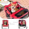 imageGiantex Dog Bike Trailer Pet Stroller Small Medium Dog Bicycle Trailer Carrier Wagon 20quot Large Wheels 3 Doors 2 Windows 8 Reflectors Folding Metal Frame Supports up to 88 lbsRed