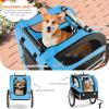 imageGiantex Dog Bike Trailer Pet Stroller Small Medium Dog Bicycle Trailer Carrier Wagon 20quot Large Wheels 3 Doors 2 Windows 8 Reflectors Folding Metal Frame Supports up to 88 lbsBlue