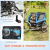 imageGiantex Dog Bike Trailer Pet Stroller Small Medium Dog Bicycle Trailer Carrier Wagon 20quot Large Wheels 3 Doors 2 Windows 8 Reflectors Folding Metal Frame Supports up to 88 lbsBlue