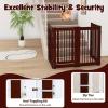 imageGiantex Dog Gate with Door  30H  80W Wooden Pet Gate with Walk Through Door Foldable Freestanding 4 Panels Pet Safety Fence Extra Wide for Doorway Stairs House Deck Yard Dark Cherry BrownDark Cherry Brown