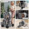 imageGiantex Double Pet Stroller with 2 Detachable Carrier Bags Safety Belt 4 Lockable Wheels Folding Cat ampamp Dog Stroller for Small Medium Pets Cats Dogs Puppy Travel Strolling Cart BeigeGray
