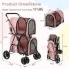 imageGiantex Double Pet Stroller with 2 Detachable Carrier Bags Safety Belt 4 Lockable Wheels Folding Cat ampamp Dog Stroller for Small Medium Pets Cats Dogs Puppy Travel Strolling Cart BeigePink