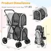 imageGiantex Double Pet Stroller with 2 Detachable Carrier Bags Safety Belt 4 Lockable Wheels Folding Cat ampamp Dog Stroller for Small Medium Pets Cats Dogs Puppy Travel Strolling Cart BeigeGray