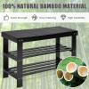 imageGiantex Entryway Shoe Bench Bamboo Shoe Shelf Organizer Holds up to 6 Pairs 3Tier Black Shoe Storage Rack Heels Slippers for Entry Living Room Bathroom BlackBlack