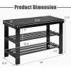 imageGiantex Entryway Shoe Bench Bamboo Shoe Shelf Organizer Holds up to 6 Pairs 3Tier Black Shoe Storage Rack Heels Slippers for Entry Living Room Bathroom BlackBlack