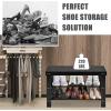 imageGiantex Entryway Shoe Bench Bamboo Shoe Shelf Organizer Holds up to 6 Pairs 3Tier Black Shoe Storage Rack Heels Slippers for Entry Living Room Bathroom BlackBlack