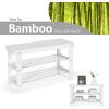 imageGiantex Entryway Shoe Bench Bamboo Shoe Shelf Organizer Holds up to 6 Pairs 3Tier Black Shoe Storage Rack Heels Slippers for Entry Living Room Bathroom BlackWhite