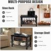 imageGiantex Entryway Shoe Bench Bamboo Shoe Shelf Organizer Holds up to 6 Pairs 3Tier Black Shoe Storage Rack Heels Slippers for Entry Living Room Bathroom BlackBlack