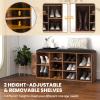 imageGiantex Entryway Storage Bench with Umbrella Stand 10Cube Storage Bench with Adjustable Shelf ampamp PU Leather Padded Cushion Shoe Rack Organizer for Living Room Bedroom ampamp Checkroom Rustic Brown