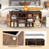imageGiantex Entryway Storage Bench with Umbrella Stand 10Cube Storage Bench with Adjustable Shelf ampamp PU Leather Padded Cushion Shoe Rack Organizer for Living Room Bedroom ampamp Checkroom Rustic Brown