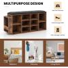imageGiantex Entryway Storage Bench with Umbrella Stand 10Cube Storage Bench with Adjustable Shelf ampamp PU Leather Padded Cushion Shoe Rack Organizer for Living Room Bedroom ampamp Checkroom Rustic Brown