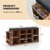 imageGiantex Entryway Storage Bench with Umbrella Stand 10Cube Storage Bench with Adjustable Shelf ampamp PU Leather Padded Cushion Shoe Rack Organizer for Living Room Bedroom ampamp Checkroom Rustic Brown