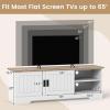 imageGiantex Farmhouse TV Stand for TVs up to 65quot Entertainment Center with Storage Cabinets Sliding Doors ampamp Adjustable Shelves Modern Media TV Console Table for Living Room Bedroom White ampamp Oak