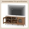 imageGiantex Farmhouse TV Stand for TVs up to 65quot Modern Vintage Entertainment Center wStorage Adjustable Shelves Cable HolesampampGlass Doors Media TV Console Table for Bedroom Living Room Teal BlueWalnut