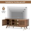 imageGiantex Fluted TV Stand for TVs up to 60quot Mid Century Modern Entertainment Center wStorage 2Door TV Cabinet wAdjustable Shelves Media Console Table for Living Room Bedroom Walnut