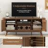 imageGiantex Fluted TV Stand for TVs up to 60quot Mid Century Modern Entertainment Center wStorage 2Door TV Cabinet wAdjustable Shelves Media Console Table for Living Room Bedroom Walnut