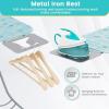 imageGiantex Foldable Ironing Board with Iron Rest Heat Resistant Cover 485quot x 155quot Ironing Surface 27quot36quot Adjustable Heights Sturdy Metal Frame Iron Board for Laundry Room Light GrayTurquoise Leaves