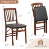 imageGiantex Folding Dining Chairs Set of 2 Foldable Wood Kitchen Chairs with Padded Seat Solid Wood Frame Max Load 400 Lbs No Assembly Easy to Store Wooden Dining Chairs for Apartment Small SpaceWalnutslat Back