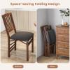 imageGiantex Folding Dining Chairs Set of 2 Foldable Wood Kitchen Chairs with Padded Seat Solid Wood Frame Max Load 400 Lbs No Assembly Easy to Store Wooden Dining Chairs for Apartment Small SpaceWalnutslat Back