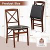 imageGiantex Folding Dining Chairs Set of 2 Foldable Wood Kitchen Chairs with Padded Seat Solid Wood Frame Max Load 400 Lbs No Assembly Easy to Store Wooden Dining Chairs for Apartment Small SpaceWalnutx Back