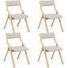 imageGiantex Folding Dining Chairs Set of 2 No Assembly Required with Linen Padded Seats Wooden Foldable Kitchen ampamp Party Chairs Easy to Store for Extra EventsGreynatural