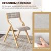 imageGiantex Folding Dining Chairs Set of 2 No Assembly Required with Linen Padded Seats Wooden Foldable Kitchen ampamp Party Chairs Easy to Store for Extra EventsGreynatural