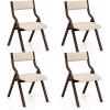 imageGiantex Folding Dining Chairs Set of 2 No Assembly Required with Linen Padded Seats Wooden Foldable Kitchen ampamp Party Chairs Easy to Store for Extra EventsCoffeebeige