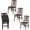 imageGiantex Folding Dining Chairs Set of 2 Solid Wood Frame Foldable Wood Kitchen Chairs with Padded Seat Max Load 400 Lbs No Assembly Armless Side Chairs for Apartment Dining Room Brown ampamp BlackBrown  Black