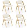 imageGiantex Folding Dining Chairs Set of 2 Upholstered Wooden Folding Chair 2 Pack Portable Kitchen Chairs with Padded ampamp Seat Backrest Accent Chairs for Wedding Picnic Party No Assembly NaturalNatural
