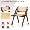 imageGiantex Folding Dining Chairs Set of 2 Wooden Folding Chair with Rattan Backrest ampamp Seat Sturdy Rubber Wood Frame Armless Accent Chairs for Living Room Kitchen Wedding Party No Assembly BrownBrown