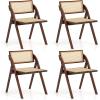 imageGiantex Folding Dining Chairs Set of 2 Wooden Folding Chair with Rattan Backrest ampamp Seat Sturdy Rubber Wood Frame Armless Accent Chairs for Living Room Kitchen Wedding Party No Assembly BrownBrown