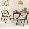 imageGiantex Folding Dining Chairs Set of 2 Wooden Folding Chair with Rattan Backrest ampamp Seat Sturdy Rubber Wood Frame Armless Accent Chairs for Living Room Kitchen Wedding Party No Assembly BrownBrown